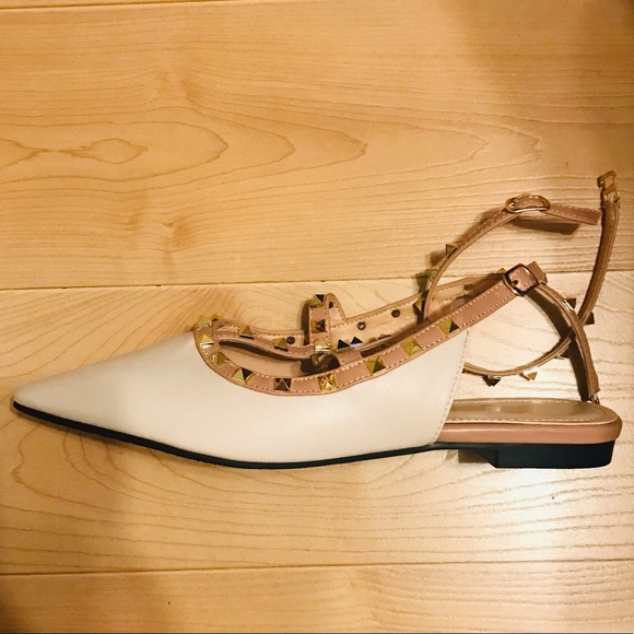 NWB Cream, pink & gold strappy flat sandals - Picture 2 of 7